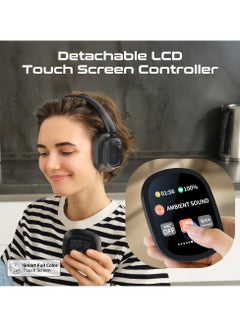 Promate Headphones Wired and Wireless with Detachable Remote Controller, Hybrid ANC, Type-C Charging, And Foldable Ergonomic Design, 50H Playtime, HD Sound, Noise Cancellation Black