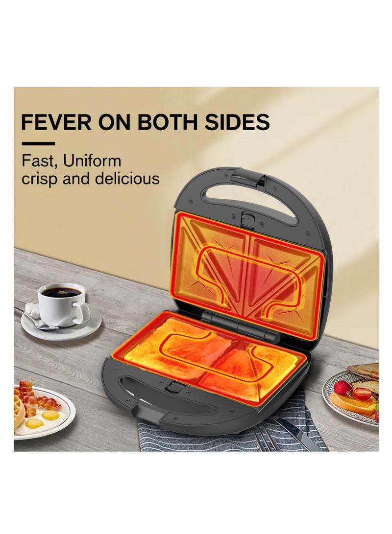 SONASHI 7-In-1 Non-Stick Multi Snack Maker with Detachable Sandwich/Grill/Waffle/Donut/Nutty/Smile/Shell Cake Plates | Compact Body with Cool-touch Handle | Indicator Light with Auto Cut-OFF feature | Anti-skid Feet | 800 W SSM-862N Black/Silver - Image 3