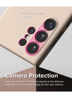 Ringke Silicone Magnetic For Samsung Galaxy S24 Ultra Case Cover Powerful Magnet Long Lasting Silky Feel Anti-Fingerprint Back Cover Pink Sand  - Image 5