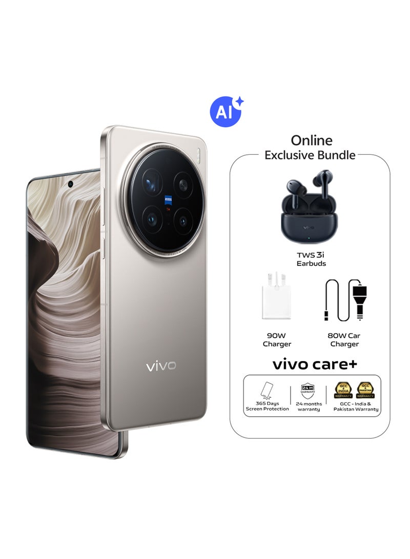 فيفو - X200 Pro 5G Dual SIM Titanium 16GB RAM 512GB With Exclusive Gifts TWS 3i Earbuds, 80W Car Charger And 24 Months Warranty + 1 Year Screen Replacement - Middle East Version - Image 1