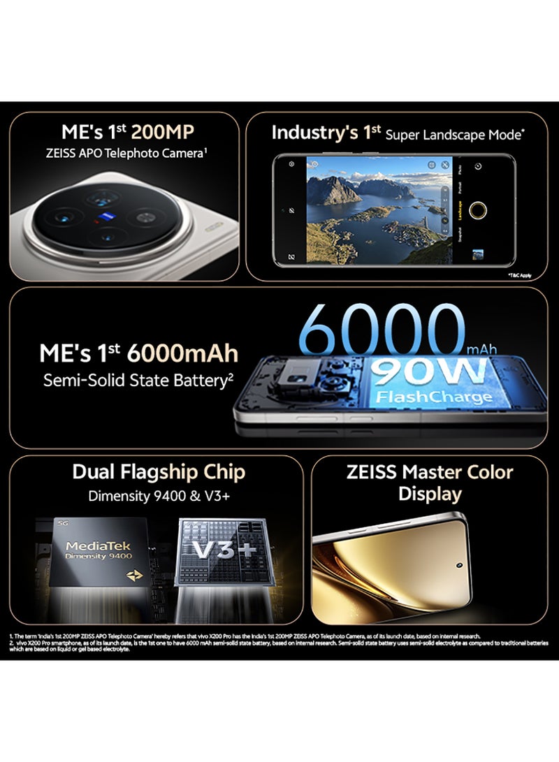 فيفو - X200 Pro 5G Dual SIM Titanium 16GB RAM 512GB With Exclusive Gifts TWS 3i Earbuds, 80W Car Charger And 24 Months Warranty + 1 Year Screen Replacement - Middle East Version - Image 1