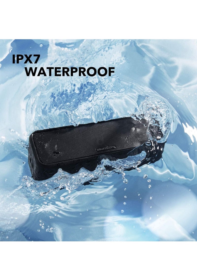 ساوند كور ساوندكور 3 من أنكر: مكبر صوت بلوتوث 5.0، 24 ساعة تشغيل، مقاوم للماء IPX7، صوت ستيريو مع محركات غشاء من التيتانيوم، تقنية PartyCast، BassUp، EQ مخصص - Image 5