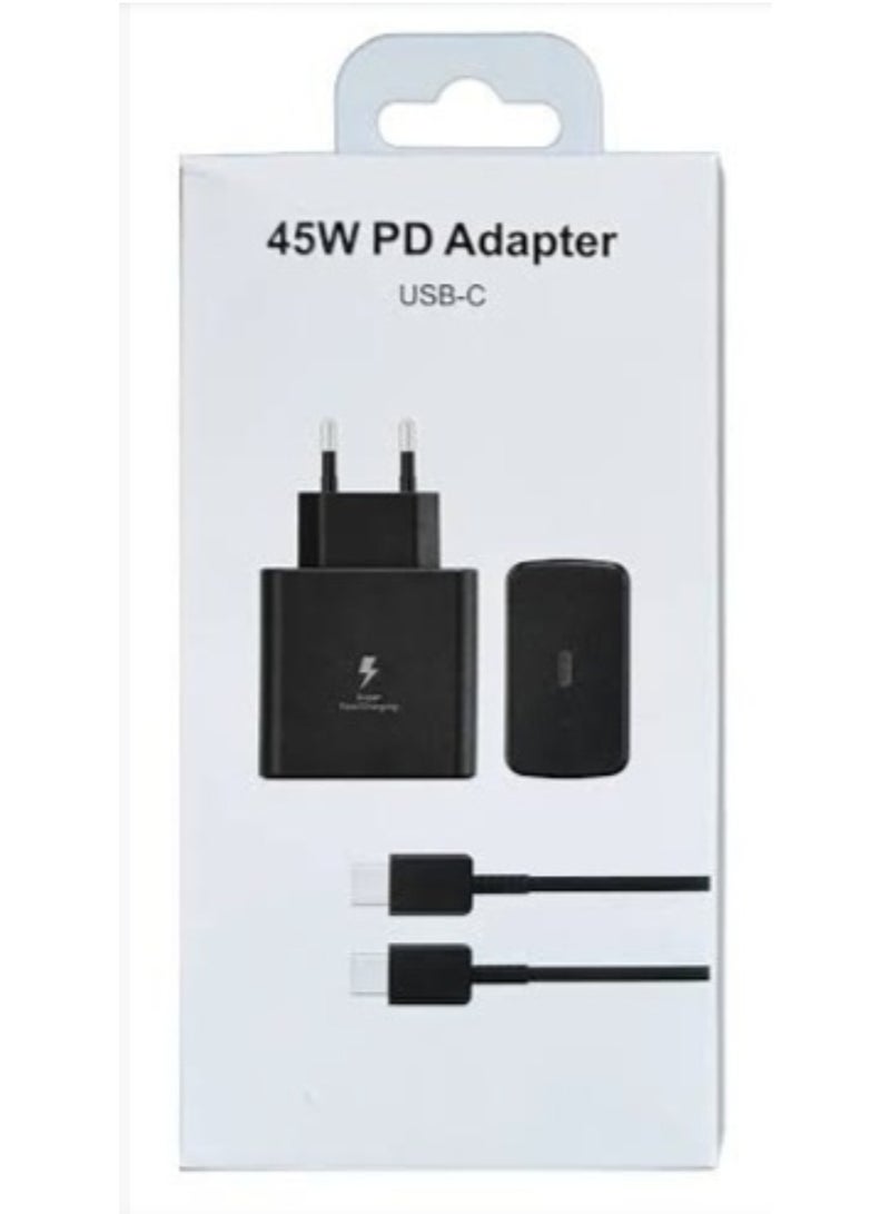 سامسونج 45W PD Super Fast Charger, with Type-C to C Cable Black  - Image 1
