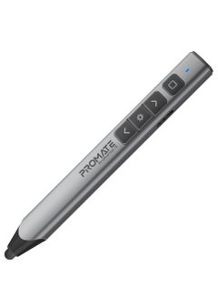 Wireless 2-in-1 Presenter with Multifunctional Stylus, 2.4GHz RF Connectivity, Brilliant Green 200m Laser Pointer, 50m Range, One-Touch Presentation Control, Universal Compatibility, ProPointer-S Black