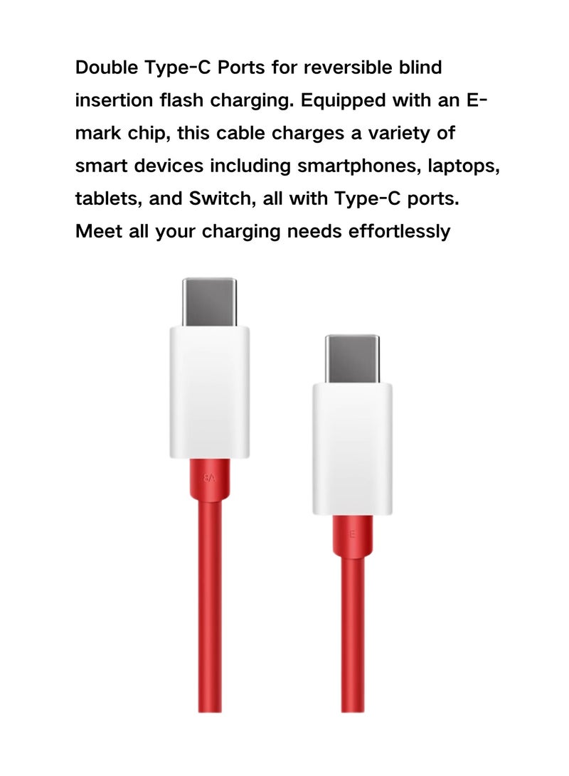 Authentic High-Speed 80/67W Dual Type-C Charging Cable (Model C203A) - Compatible With 8T, 9, 9 Pro Red
