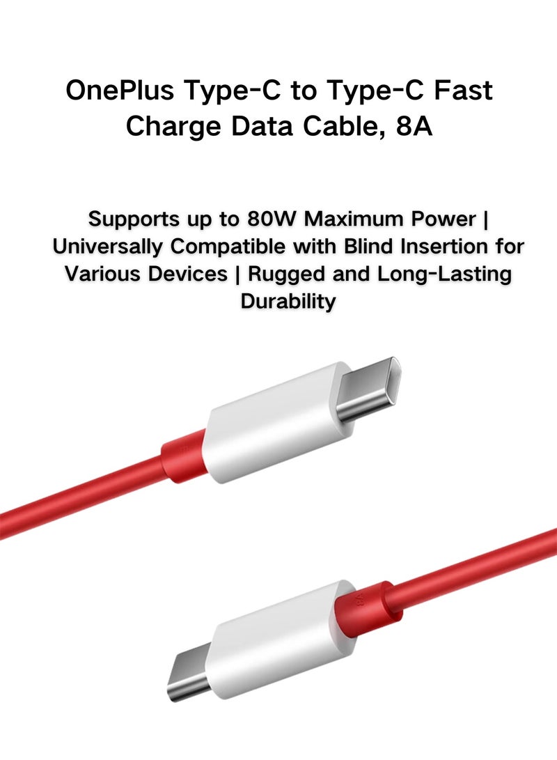 Authentic High-Speed 80/67W Dual Type-C Charging Cable (Model C203A) - Compatible With 8T, 9, 9 Pro Red