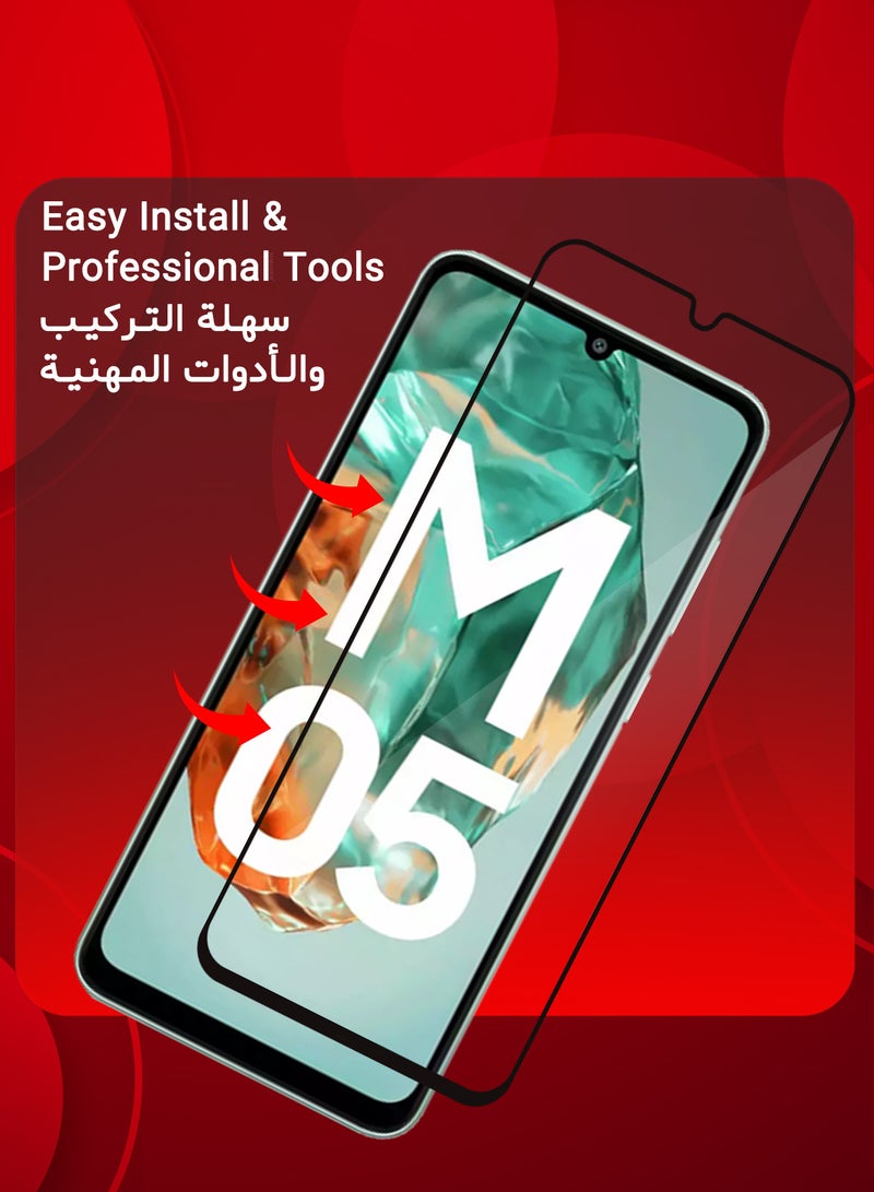 MARGOUN (for Samsung Galaxy M05) 2Packs Tempered Glass Screen Protector Ultra Side Black Edge to Edge Scratch Resistant and Smudge Proof Clear Side Black-2 - Image 3