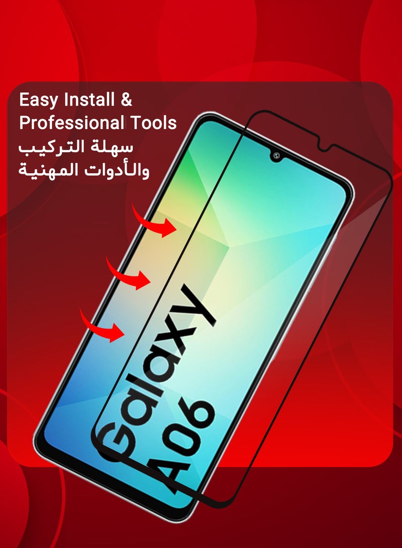 (for Samsung Galaxy A06) Tempered Glass Screen Protector Ultra Side Black Edge to Edge Scratch Resistant and Smudge Proof Clear Side Black-1