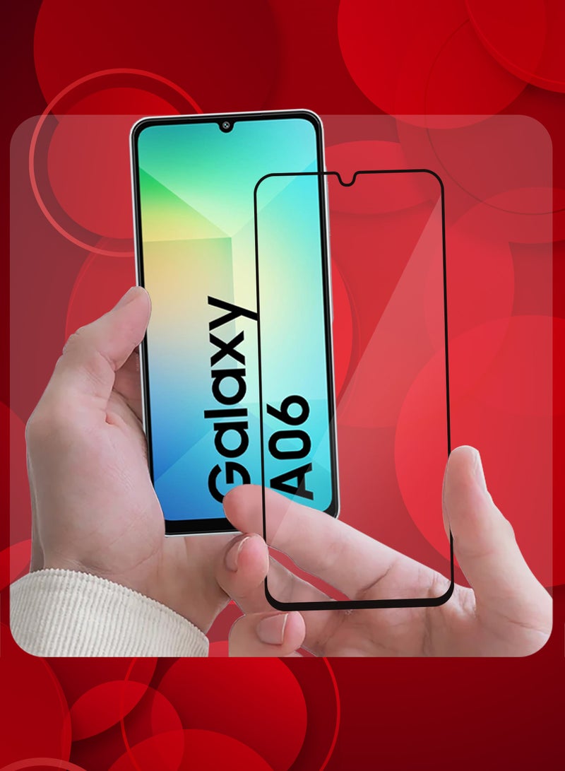 (for Samsung Galaxy A06) Tempered Glass Screen Protector Ultra Side Black Edge to Edge Scratch Resistant and Smudge Proof Clear Side Black-1