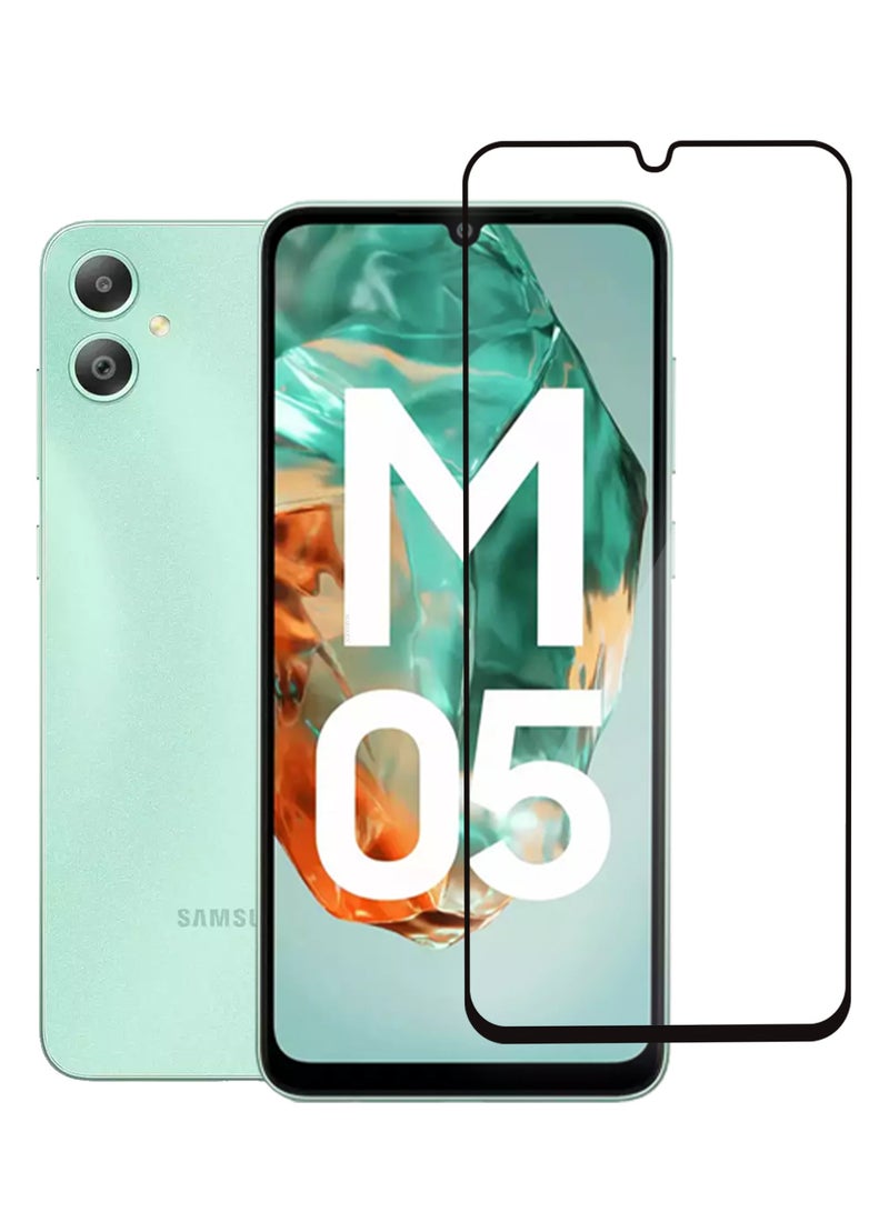 MARGOUN (for Samsung Galaxy M05) Tempered Glass Screen Protector Ultra Side Black Edge to Edge Scratch Resistant and Smudge Proof Clear Side Black-1 - Image 1
