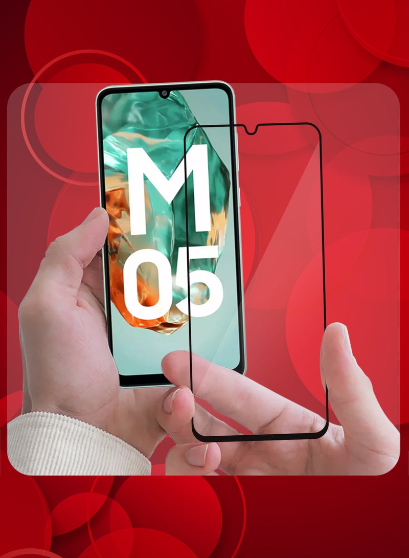MARGOUN (for Samsung Galaxy M05) Tempered Glass Screen Protector Ultra Side Black Edge to Edge Scratch Resistant and Smudge Proof Clear Side Black-1 - Image 5