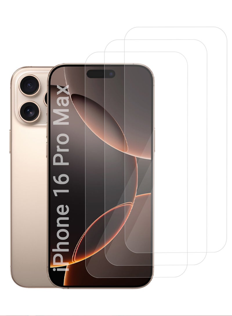 MARGOUN (for iPhone 16 Pro Max ) 3Packs Premium Tempered Glass Screen Protector Ultra Clear Scratch Resistant Easy Installation Clear-3  - Image 2