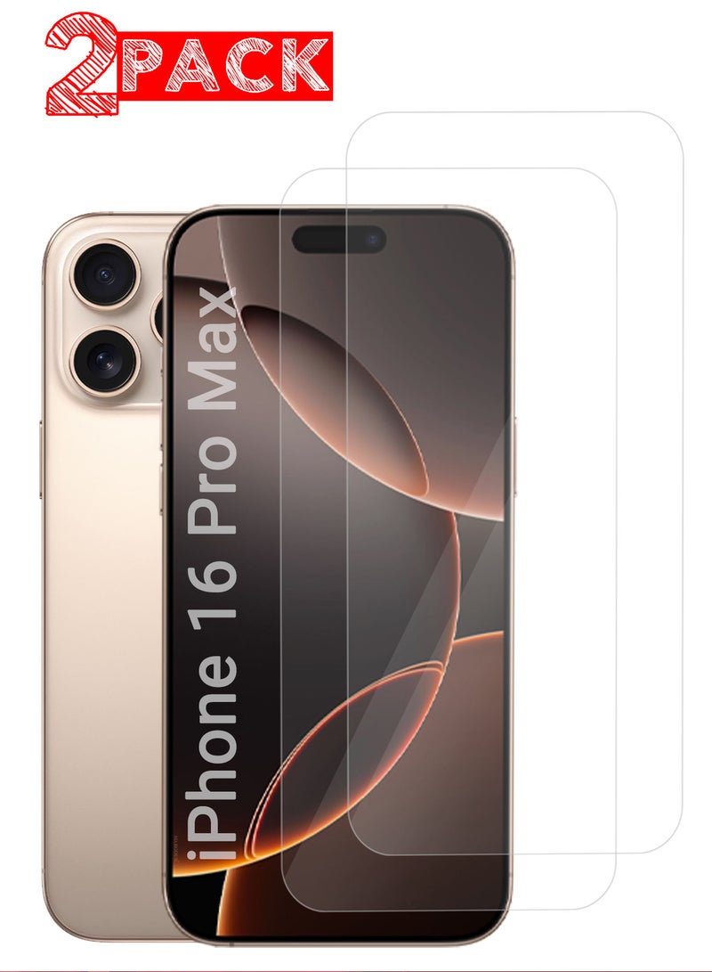 MARGOUN (for iPhone 16 Pro Max ) 2Packs Premium Tempered Glass Screen Protector Ultra Clear Scratch Resistant Easy Installation Clear-2  - Image 1