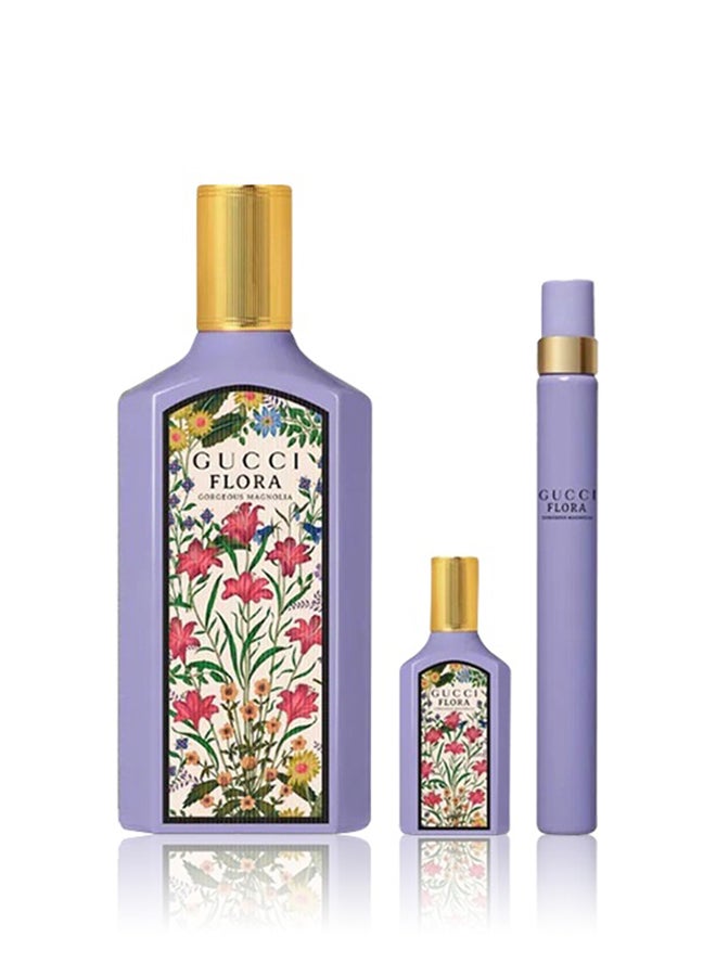 GUCCI Flora Gorgeous Magnolia Gift Set - (EDP 100 + EDP 10 + EDP 5 ml) - Image 1