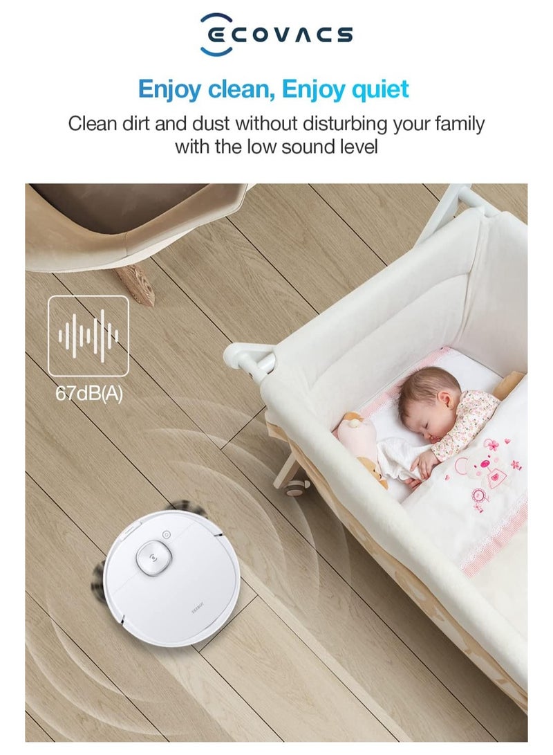 ecovacs - Robot Vacuum Cleaner and Mop, Powerful 2300Pa Suction, Advanced Laser-Based LiDAR Navigation, Multi-Floor Mapping, Up to 110 Minutes Runtime(1 Year Warranty) 35 W Deebot n8 White - Image 1