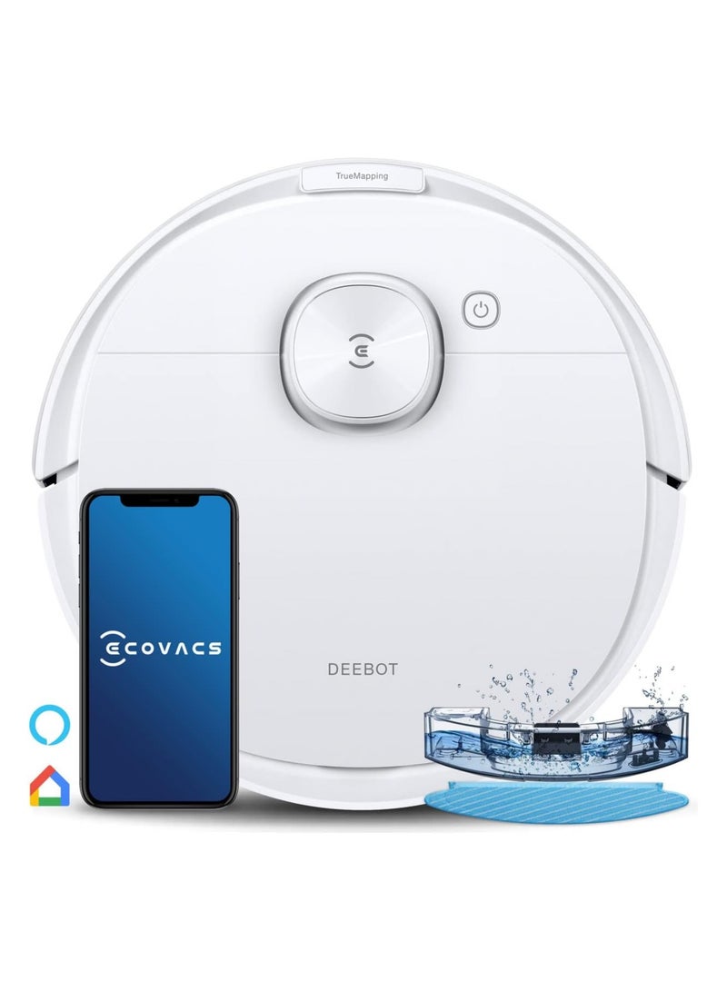 ecovacs - Robot Vacuum Cleaner and Mop, Powerful 2300Pa Suction, Advanced Laser-Based LiDAR Navigation, Multi-Floor Mapping, Up to 110 Minutes Runtime(1 Year Warranty) 35 W Deebot n8 White - Image 1