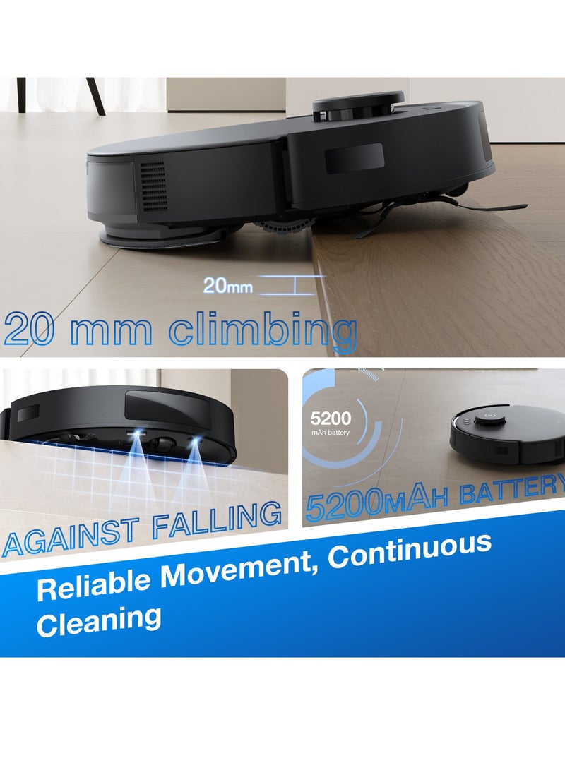 ecovacs - Deebot 8000 Pa Robot Vacuum Cleaner And Vacuum Cleaner, Anti-Tangle Technology, Intelligent TrueMapping, Auto-Empty, APP Control 45 W N20 Pro Plus Black - Image 1