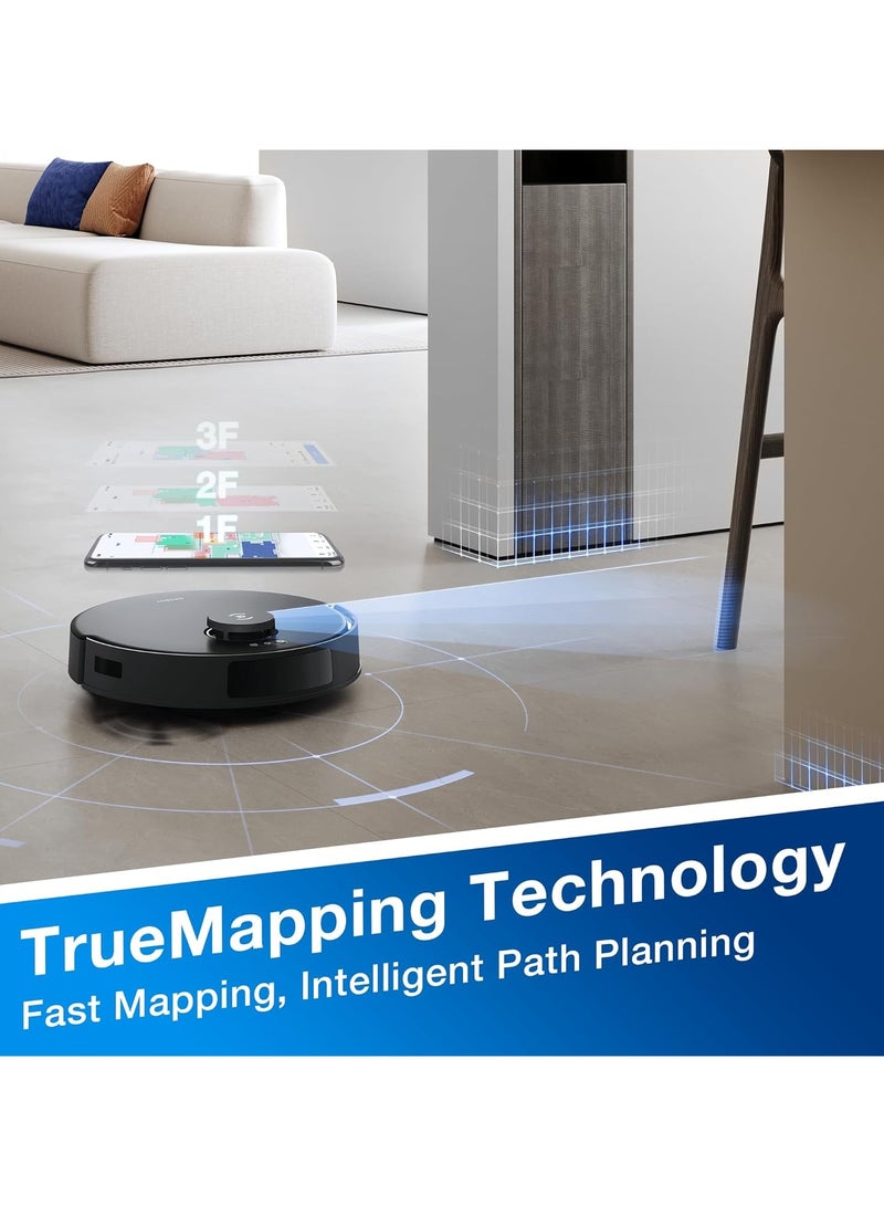 ecovacs - Deebot 8000 Pa Robot Vacuum Cleaner And Vacuum Cleaner, Anti-Tangle Technology, Intelligent TrueMapping, Auto-Empty, APP Control 45 W N20 Pro Plus Black - Image 1