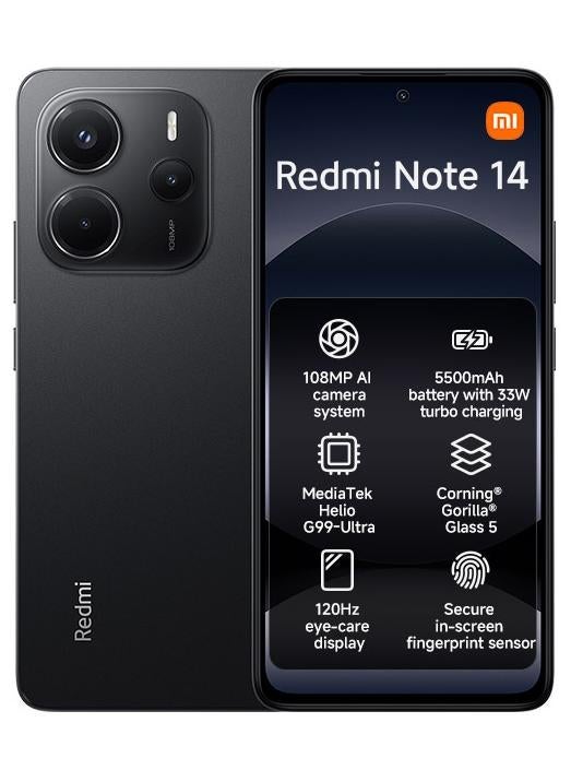 Xiaomi Redmi Note 14 4G Dual SIM Midnight Black 8GB RAM 256GB - Global Version - Image 1