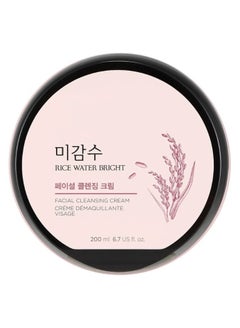 Rice Water Bright Facial Cleansing Cream, Face Cleanser and Makeup Remover with Vitamin A, B, E and Ceramide 200ml