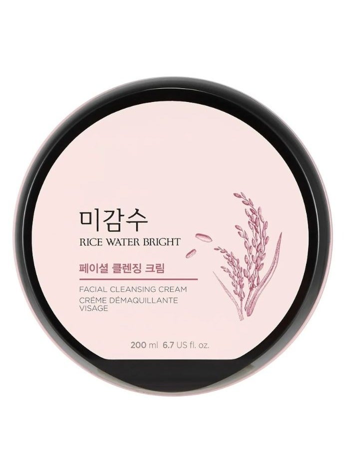THE FACE SHOP - Rice Water Bright Facial Cleansing Cream, Face Cleanser and Makeup Remover with Vitamin A, B, E and Ceramide 200ml - Image 1