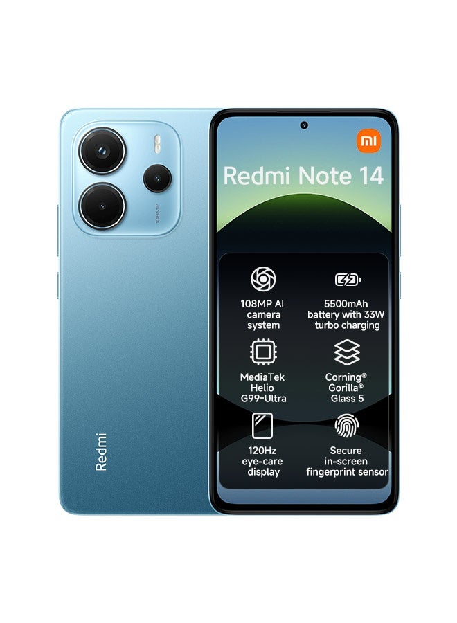 Xiaomi Redmi Note 14 4G Dual SIM Ocean Blue 8GB RAM 256GB - Global Version - Image 1