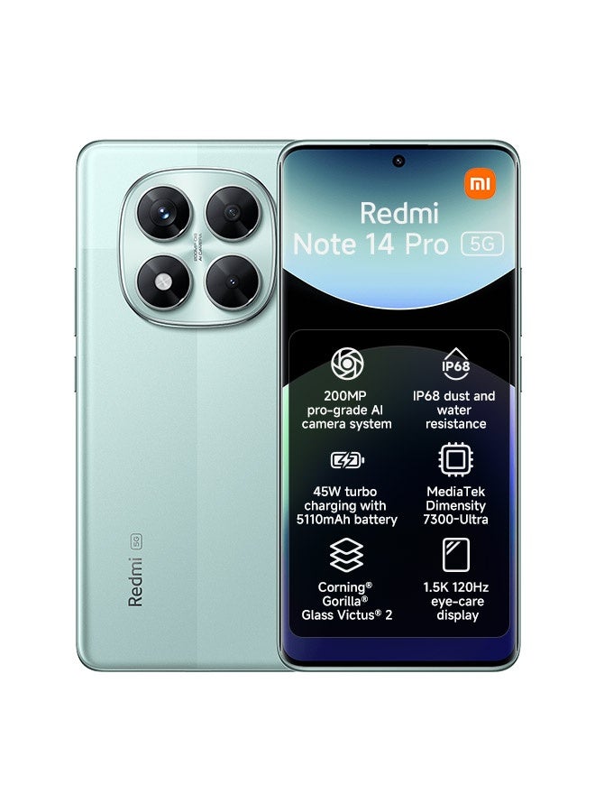 Xiaomi Redmi Note 14 Pro 5G Dual SIM Coral Green 12GB RAM 256GB - Global Version - Image 1