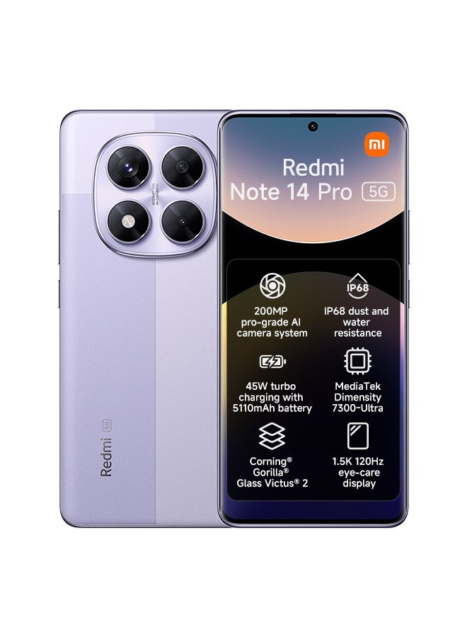 Xiaomi Redmi Note 14 Pro 5G Dual SIM Lavender Purple 12GB RAM 256GB - Global Version - Image 1