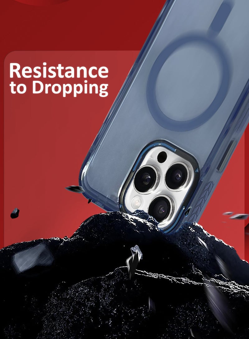 MARGOUN (for iPhone 15 Pro Max) Hard PC Magsafe Case Cover Polycarbonate Magnetic Strong Shockproof Protective Case Cover Transparent - Light Blue-1 - Image 2