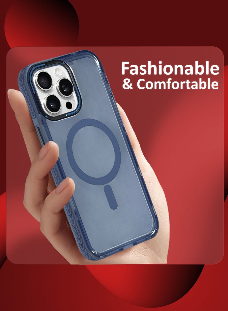 MARGOUN (for iPhone 15 Pro Max) Hard PC Magsafe Case Cover Polycarbonate Magnetic Strong Shockproof Protective Case Cover Transparent - Light Blue-1 - Image 3