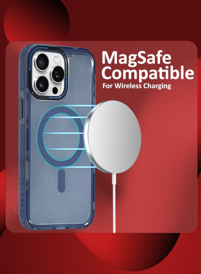 MARGOUN (for iPhone 15 Pro Max) Hard PC Magsafe Case Cover Polycarbonate Magnetic Strong Shockproof Protective Case Cover Transparent - Light Blue-1 - Image 4