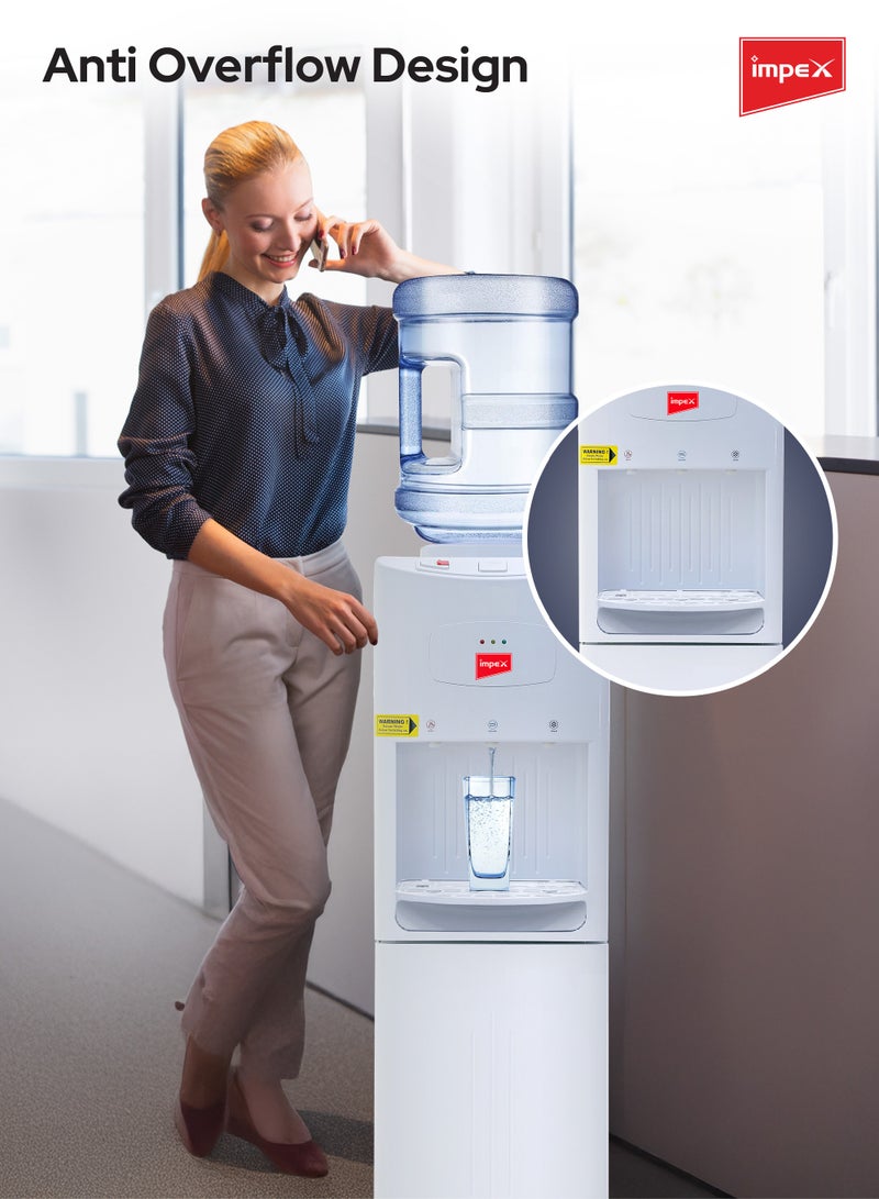 إمبكس Top Loaded Water Dispenser With Stainless Steel Water Tank,3 Temperature Settings Hot, Cold & Normal Water, Automatic Water Temperature Control, Child Lock, Overheat Protection WD 3901 White  - Image 5