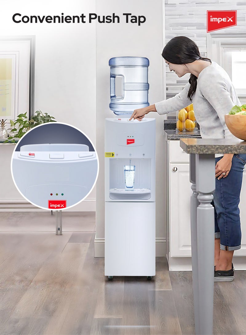 إمبكس Top Loaded Water Dispenser With Stainless Steel Water Tank,3 Temperature Settings Hot, Cold & Normal Water, Automatic Water Temperature Control, Child Lock, Overheat Protection WD 3901 White  - Image 4