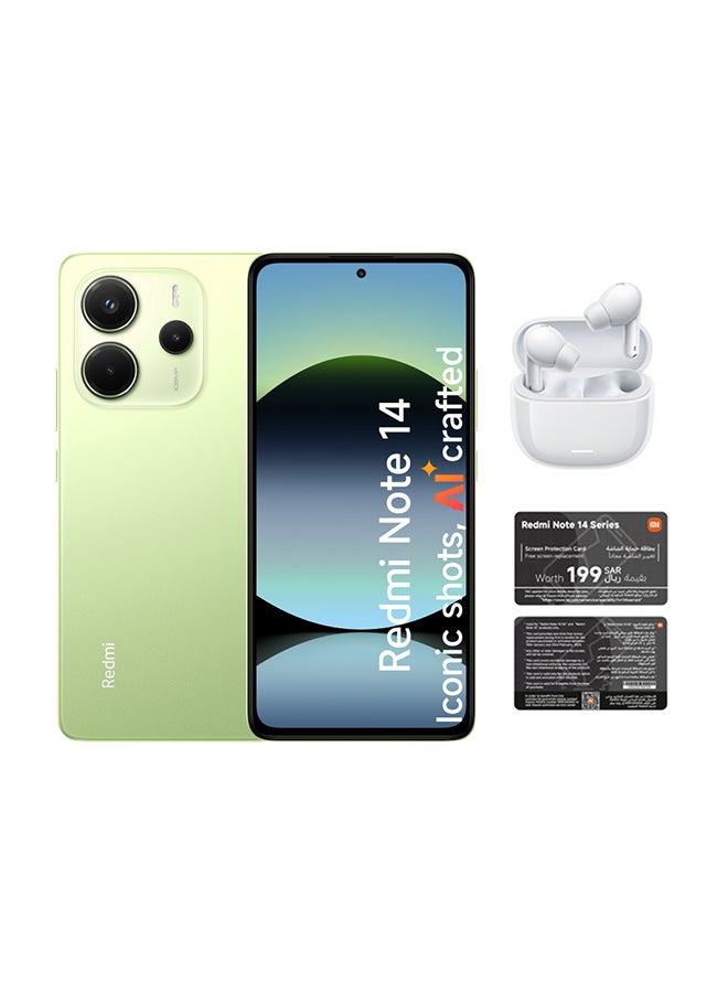 Redmi Note 14 Dual SIM Lime Green 8GB RAM 256GB 4G - Global Version with Redmi Buds 6 Lite + Screen Protection Card (6 Month Free One Time Change) - pnsku/N70135133V/45/_/1737285230/81545a2c-2ef9-4c96-8c2d-345772824fce