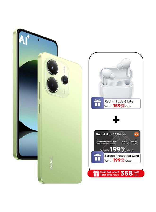 Redmi Note 14 Dual SIM Lime Green 8GB RAM 256GB 4G - Global Version with Redmi Buds 6 Lite + Screen Protection Card (6 Month Free One Time Change) - pnsku/N70135133V/45/_/1737299230/5060eab5-4187-44ba-8a1b-159d1dfe6e99