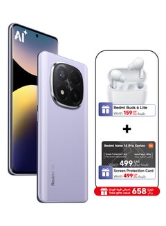 Xiaomi Redmi Note 14 Pro+ 5G Dual SIM Lavender Purple 12GB RAM 256GB - Global Version with Redmi Buds 6 Lite + Screen Protection Card (6 Month Free One Time Change)  - Image 1