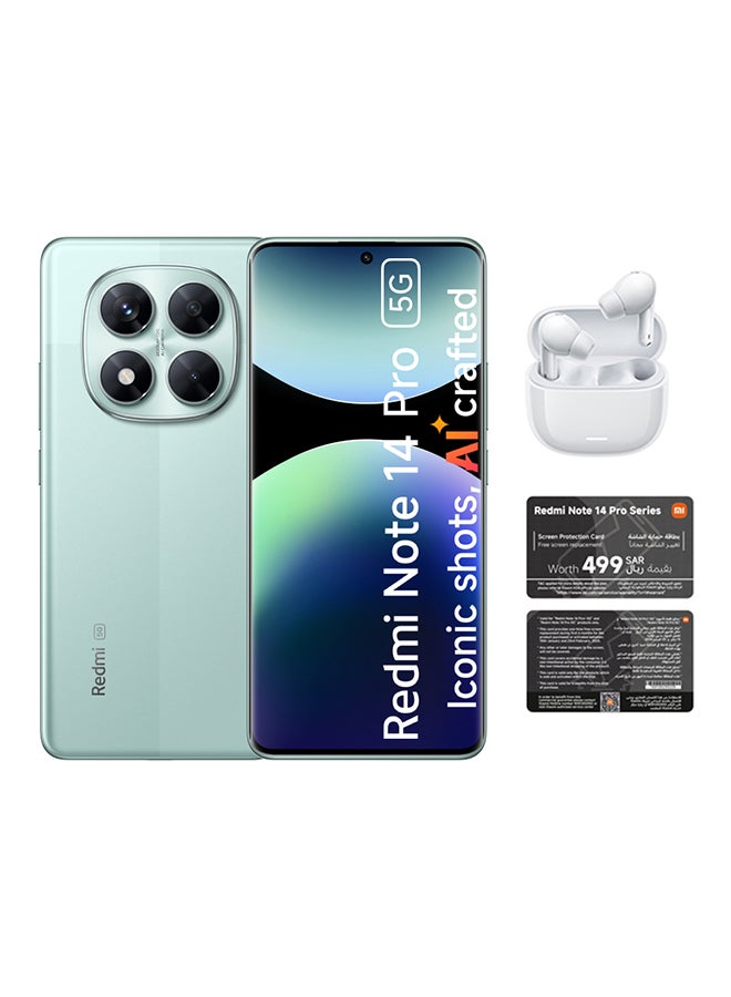 Xiaomi Redmi Note 14 Pro 5G Dual SIM Coral Green 12GB RAM 256GB - Global Version with Redmi Buds 6 Lite + Screen Protection Card (6 Month Free One Time Change) - Image 2