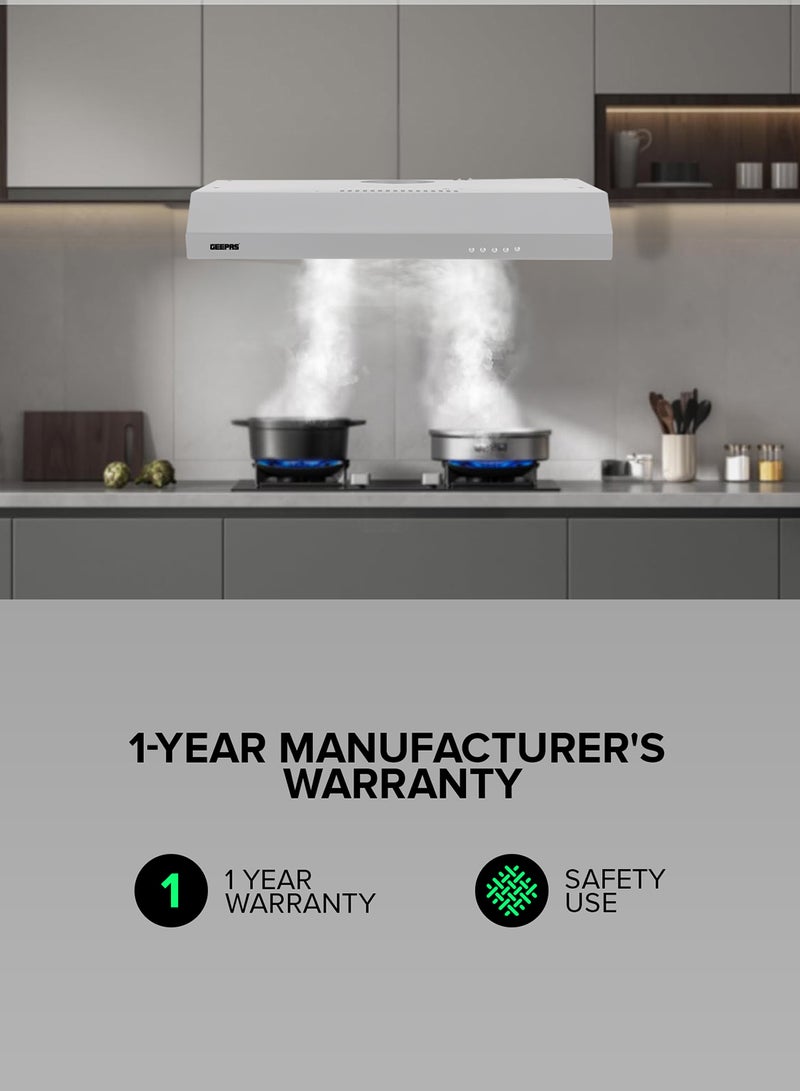 GEEPAS - 60 cm Slim Hood with Charcoal Sponge| Filter less Design, 200 m3/hr Suction Capacity| 3-Speed Push Button Control, Energy-Efficient Lighting| Perfect for Kitchen, Apartment, etc| 1 Year Warranty 81.5 W GHD624GCS Grey - Image 1