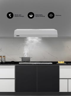 GEEPAS 60 cm Slim Hood with Charcoal Sponge| Filter less Design, 200 m3/hr Suction Capacity| 3-Speed Push Button Control, Energy-Efficient Lighting| Perfect for Kitchen, Apartment, etc| 1 Year Warranty 81.5 W GHD624GCS Grey  - Image 5