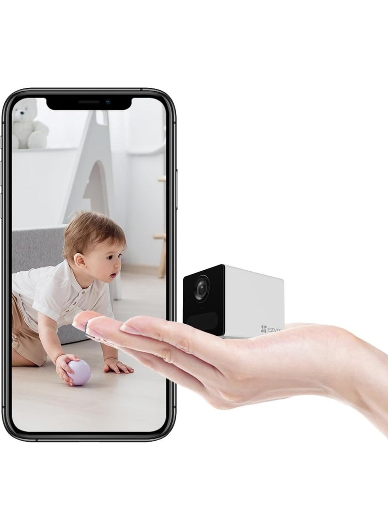 إيزفيز CB2 Security Camera with Battery, 1080p WiFi camera, Mini Camera with Smart Human Motion Detection, Two Way Talk, Install with Magnetic Base, Night Vision, Supported Cloud & SD card Storage（White）  - Image 1