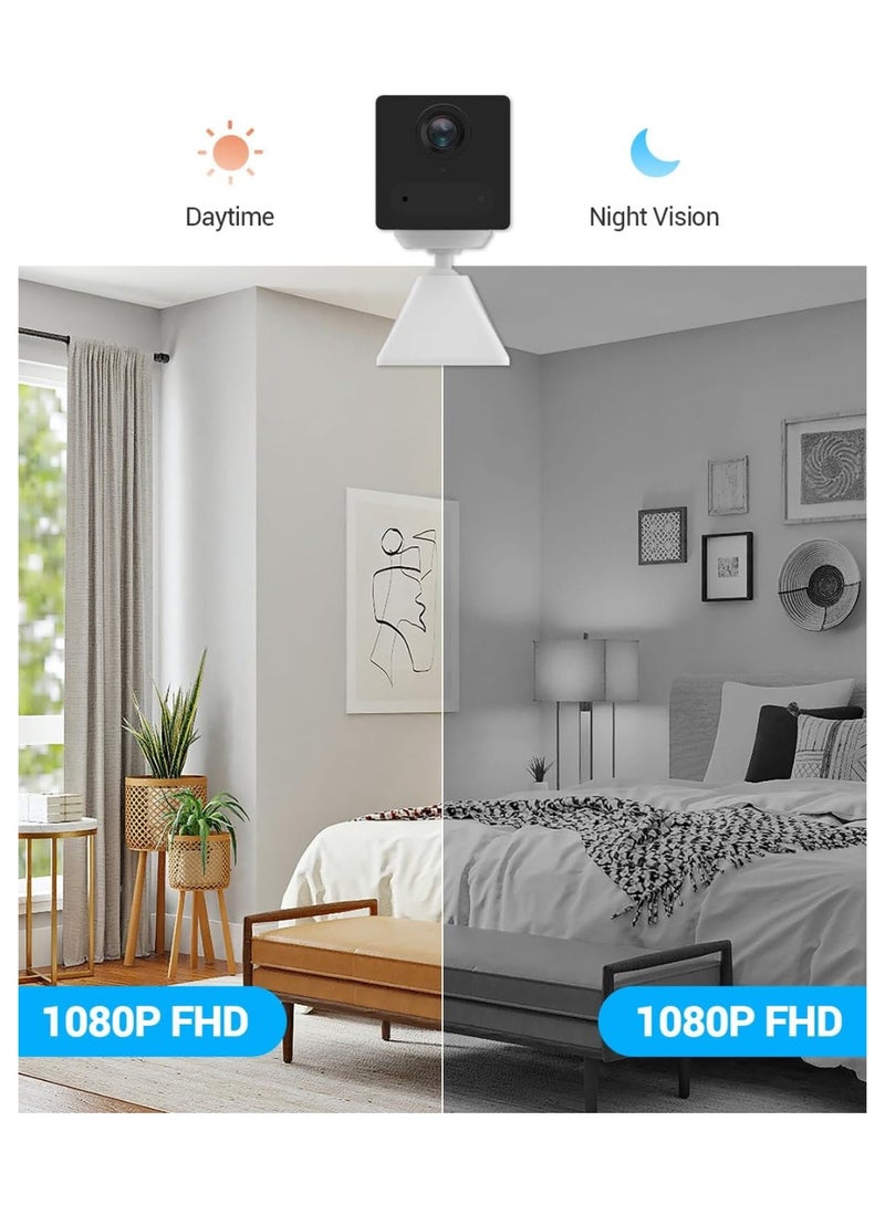 إيزفيز CB2 Security Camera with Battery, 1080p WiFi camera, Mini Camera with Smart Human Motion Detection, Two Way Talk, Install with Magnetic Base, Night Vision, Supported Cloud & SD card Storage（White）  - Image 4