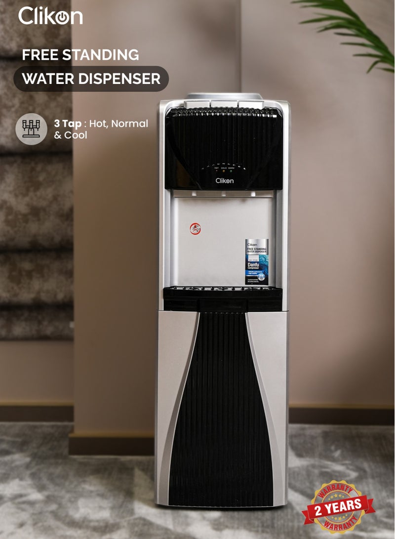 كليكون 3-Tap Water Dispenser With High-Efficiency Danfu Compressor – Hot, Cold & Normal Water ,2 Years Warranty CK4059 Black/Silver  - Image 1