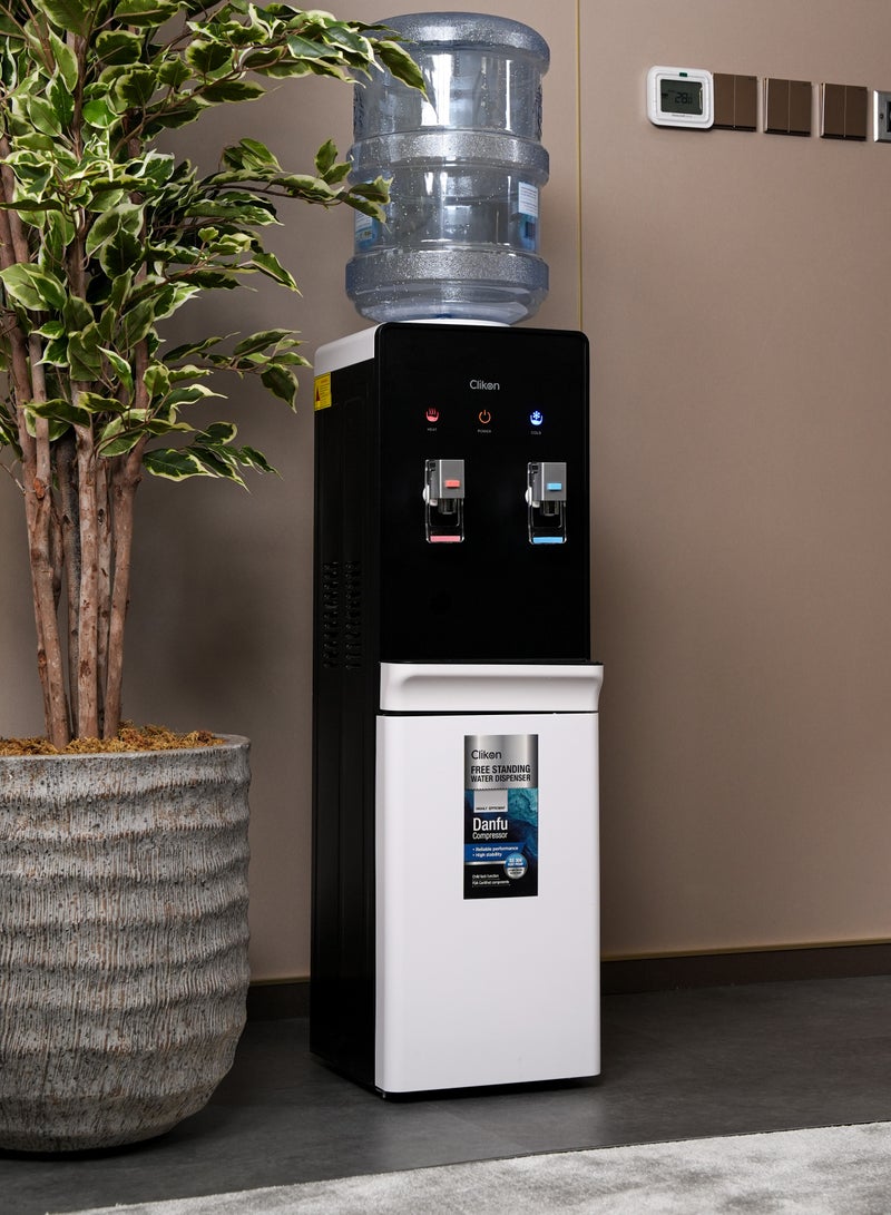 Clikon 2-Tap Water Dispenser With High-Efficiency Danfu Compressor – Hot & Cold Water Dispenser,2 Years Warranty CK4063 Black/White - Image 2
