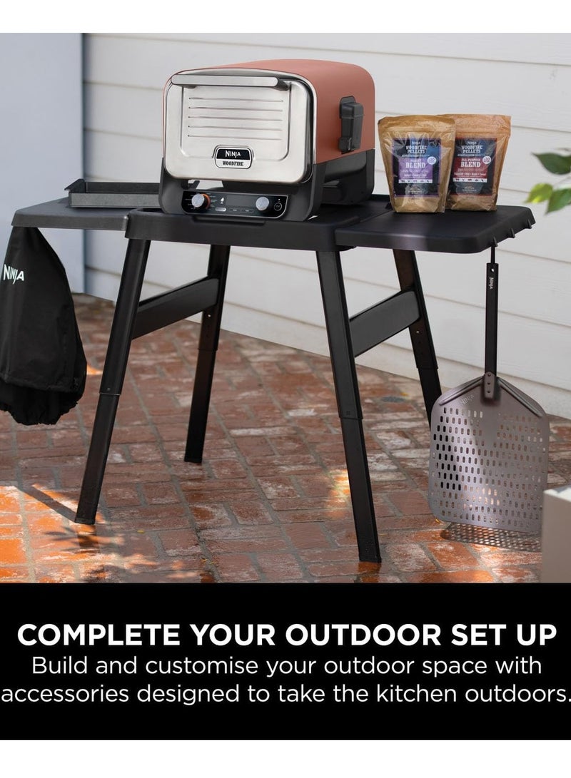 نينجا Woodfire Adjustable Stand And Side Table, Electric Outdoor Oven And BBQ Grill Stand, Heavy-Duty Outdoor Cooking Table And Pizza Oven Stand, 4718J800EUUK Black  - Image 2