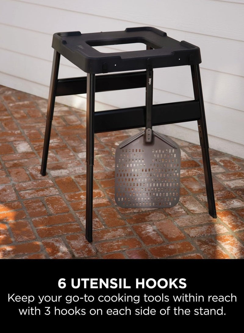 نينجا Woodfire Adjustable Stand And Side Table, Electric Outdoor Oven And BBQ Grill Stand, Heavy-Duty Outdoor Cooking Table And Pizza Oven Stand, 4718J800EUUK Black  - Image 4