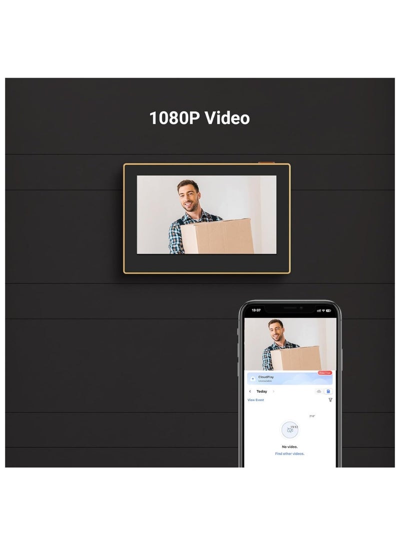 إيزفيز Peephole Camera CP2, Door Viewer Cam, Wireless with 4.3" Monitor, 14–26mm Hole, 35–105mm Door Thickness, 2.4GHz Wi-Fi, 1080P HD Video, 90-Day Battery, Indoor Colour Screen, Privacy Protection (Golden)  - Image 5