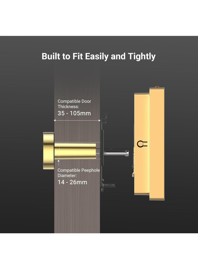 إيزفيز - Peephole Camera CP2, Door Viewer Cam, Wireless with 4.3" Monitor, 14–26mm Hole, 35–105mm Door Thickness, 2.4GHz Wi-Fi, 1080P HD Video, 90-Day Battery, Indoor Colour Screen, Privacy Protection (Golden) - Image 1
