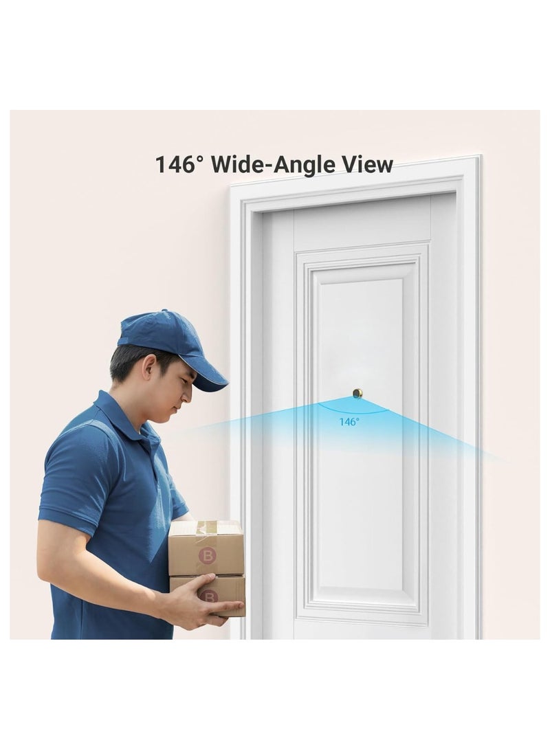 إيزفيز Peephole Camera CP2, Door Viewer Cam, Wireless with 4.3" Monitor, 14–26mm Hole, 35–105mm Door Thickness, 2.4GHz Wi-Fi, 1080P HD Video, 90-Day Battery, Indoor Colour Screen, Privacy Protection (Golden)  - Image 4