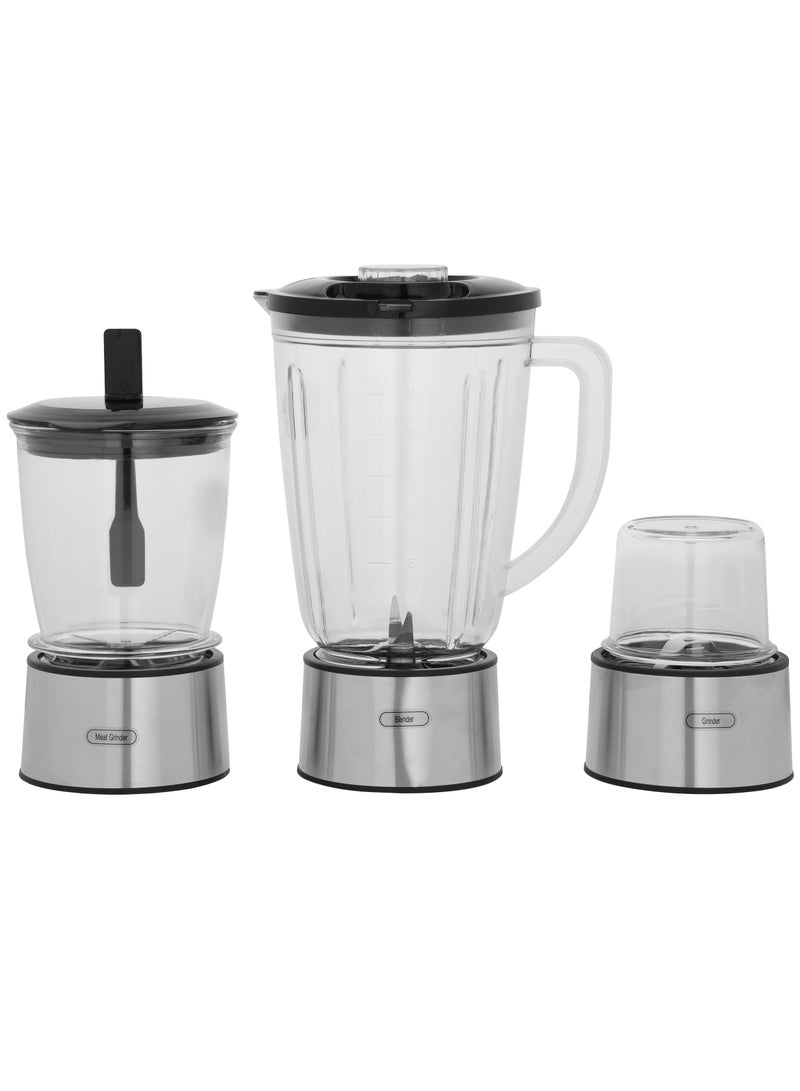 4-IN-1 Stainless Steel Blender and Juice Extractor, Powerful Motor with 2 Speed Setting and Pulse| 2 L Pulp Container, 1.1 L Juice Cup, 1.5 L Blender Jar | Stainless Steel Filter and Blade 2 L 800 W KNB6346 Black/Silver