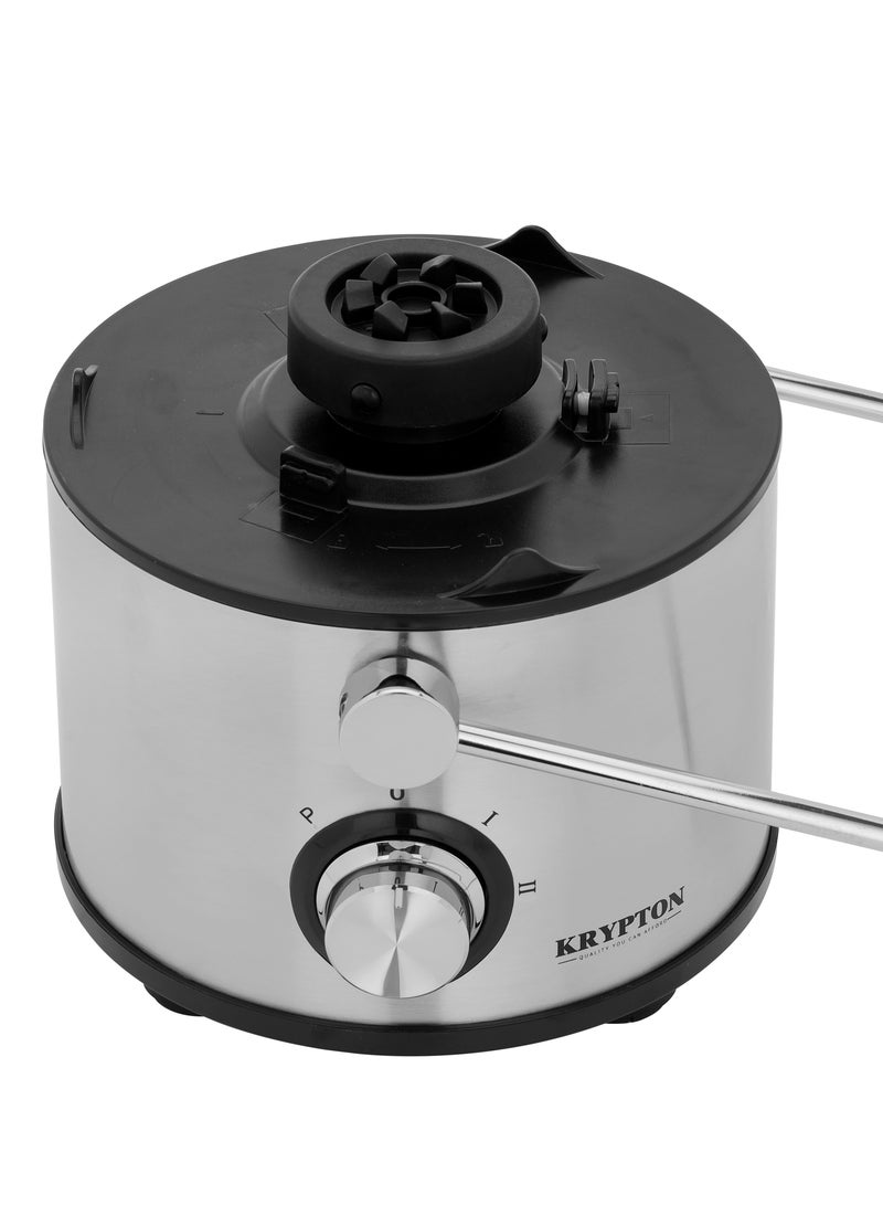 4-IN-1 Stainless Steel Blender and Juice Extractor, Powerful Motor with 2 Speed Setting and Pulse| 2 L Pulp Container, 1.1 L Juice Cup, 1.5 L Blender Jar | Stainless Steel Filter and Blade 2 L 800 W KNB6346 Black/Silver